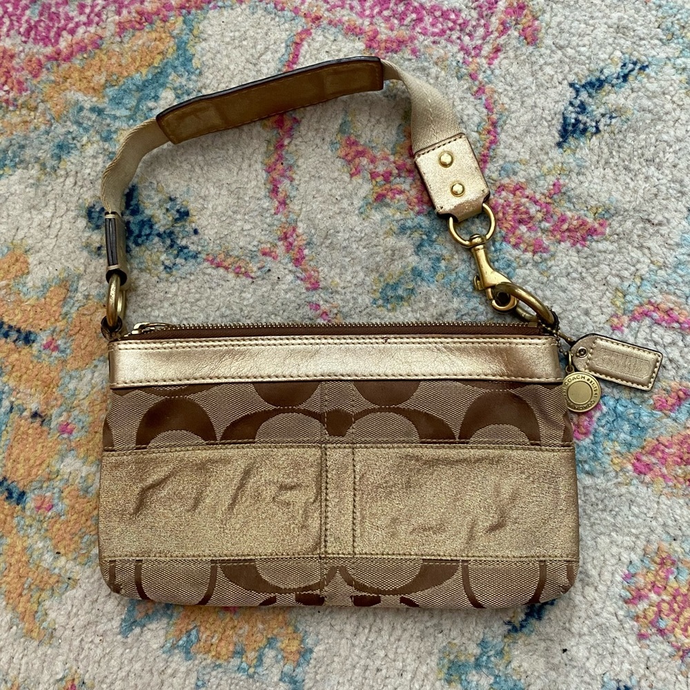Coach Signature Gold Striped Purse #H0626-10120